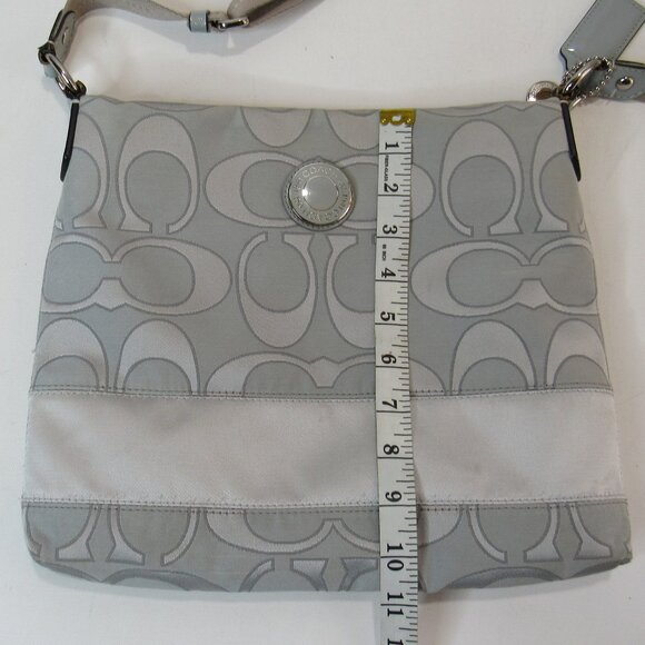 Coach Crossbody/Shoulder Bag Signature Stripe File Coated Gray/Pink Lining - Picture 7 of 9